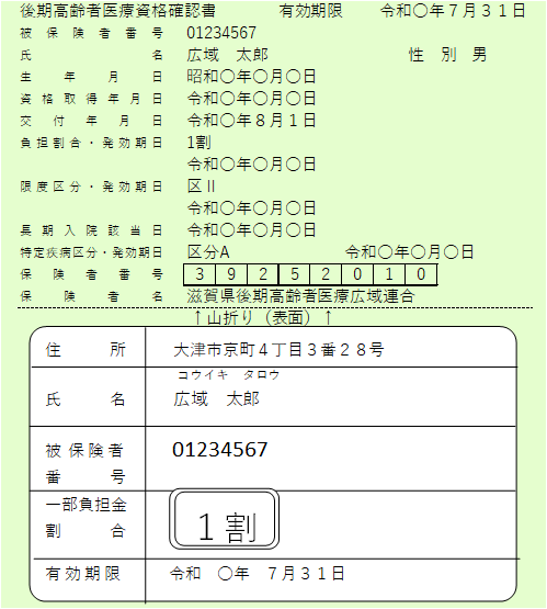 後期高齢者医療資格確認書